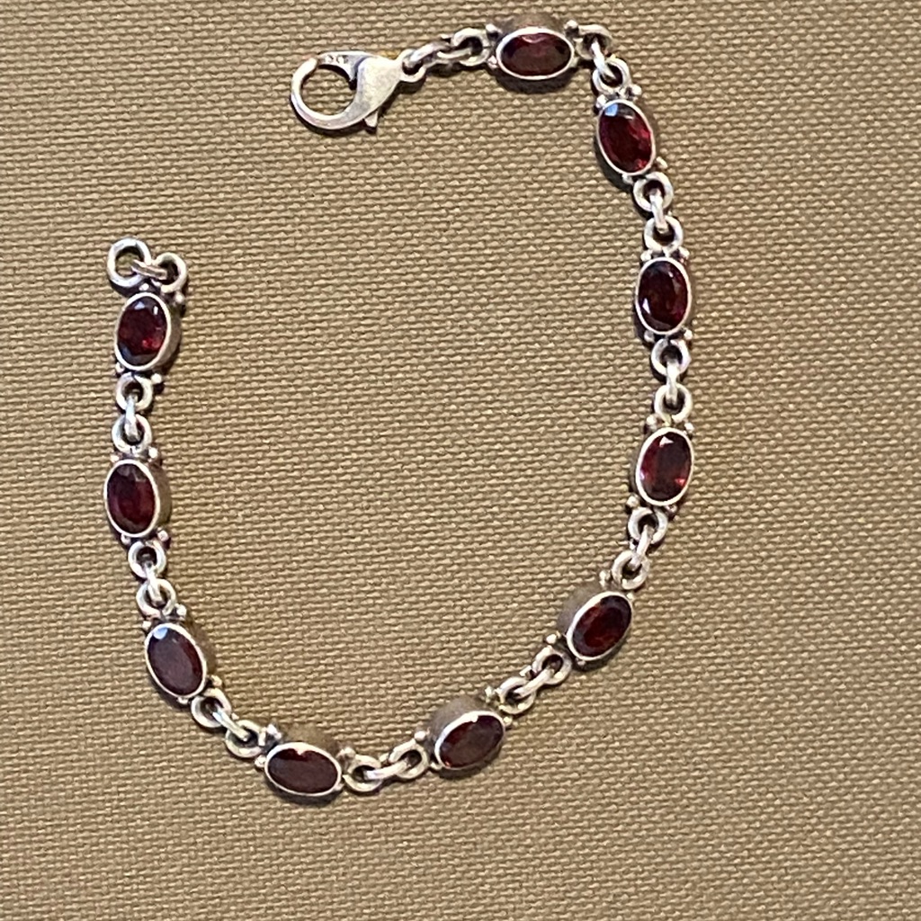 Vintage Nicky Butler Sterling Silver Garnet Bracelet Lobster Claw Clasp
